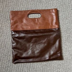 Leather Fold-over Clutch/Handbag